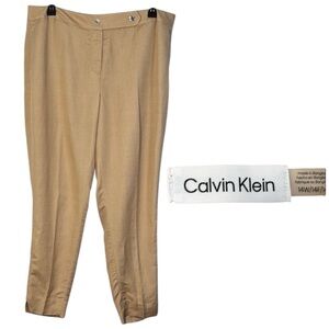 Calvin Klein Pants Tan Linen‎ Blend Tapered Straight Leg in Sizes 14W NWT